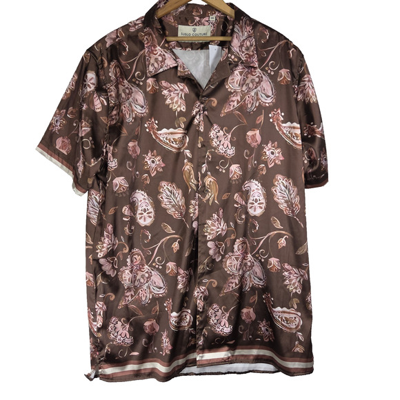 Suslo Couture Mens Shirt 2XL Red Silky Big & Tall Casual Party Event NWT - Picture 1 of 13